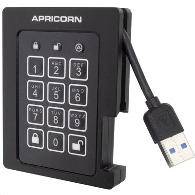 Apricorn 1TB Aegis Padlock SSD 256-Bit, FIPS 140-2 Level 2 Validated Ruggedized USB 3.0 Encrypted External Portable Drive (ASSD-3PL256-1TBF)