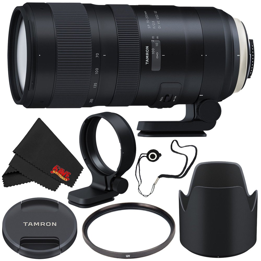 6Ave Tamron SP 70-200mm f/2.8 Di VC USD G2 Lens for Nikon F (International Model) + 77mm UV Filter + Lens Cap Keeper + Microfiber Cloth Bundle