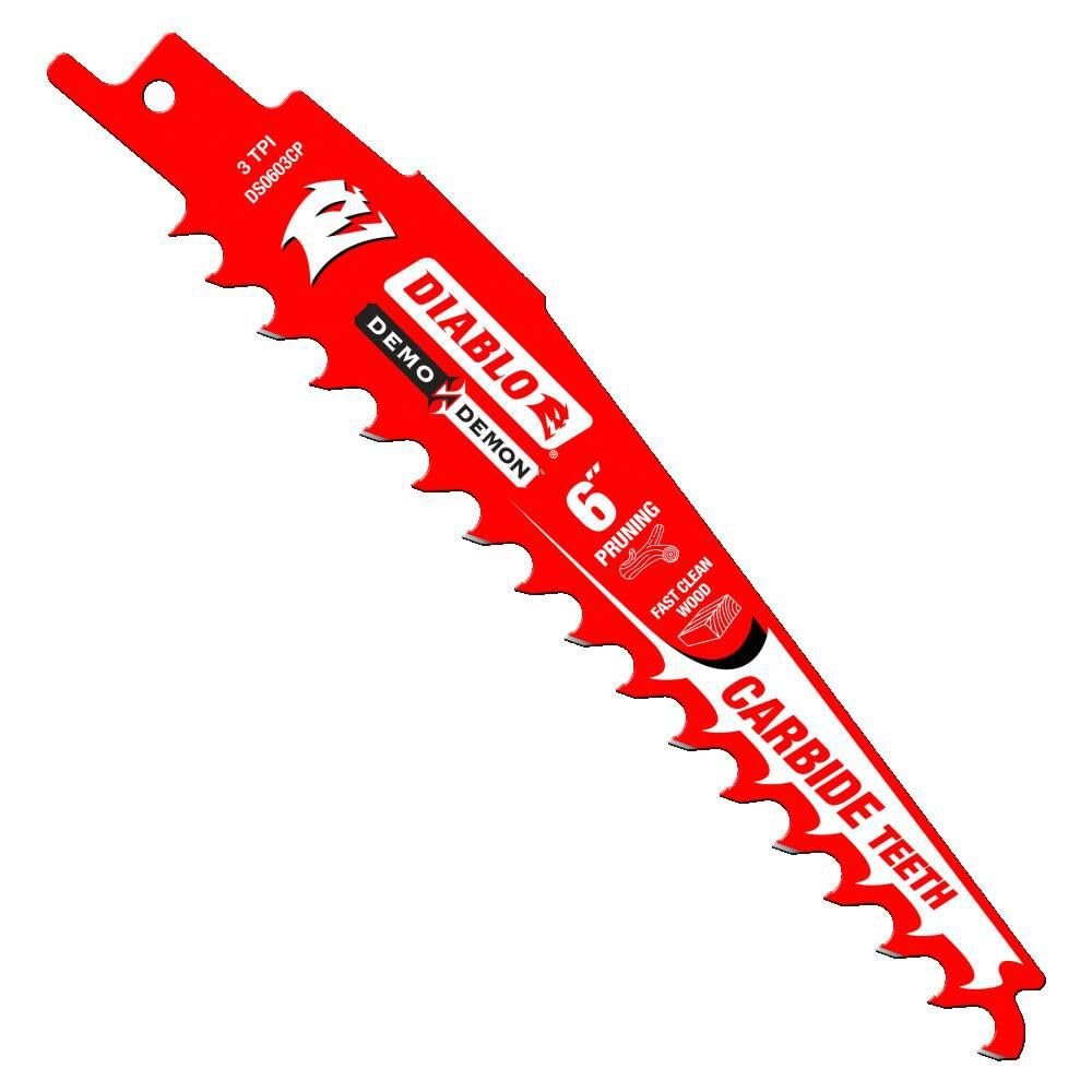 Diablo Demo Demon Reciprocating Saw Blade with Carbide Teeth - Fast Pruning and Clean Wood Cuts, 3 TPI, 6" Length - DS0603CP