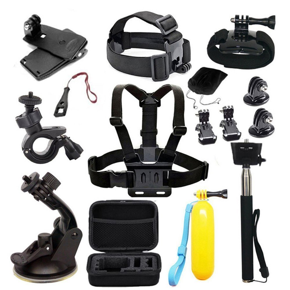Navitech 18 in 1 Action Camera Accessories Combo Kit with EVA Case Compatible with Eken H9s Action Camera