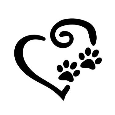 JS Artworks Swirly Heart Pawprint Vinyl Decal Sticker Dog Lover pet Rescue (Black)