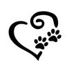 JS Artworks Swirly Heart Pawprint Vinyl Decal Sticker Dog Lover pet Rescue (Black) view 1