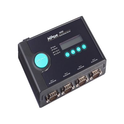 MOXA NPort 5450I - 4 Ports Device Server, 10/100 Ethernet, RS-232/422/485, DB-9, with 2 KV Isolation Protection, Without- 110V Power Adapter