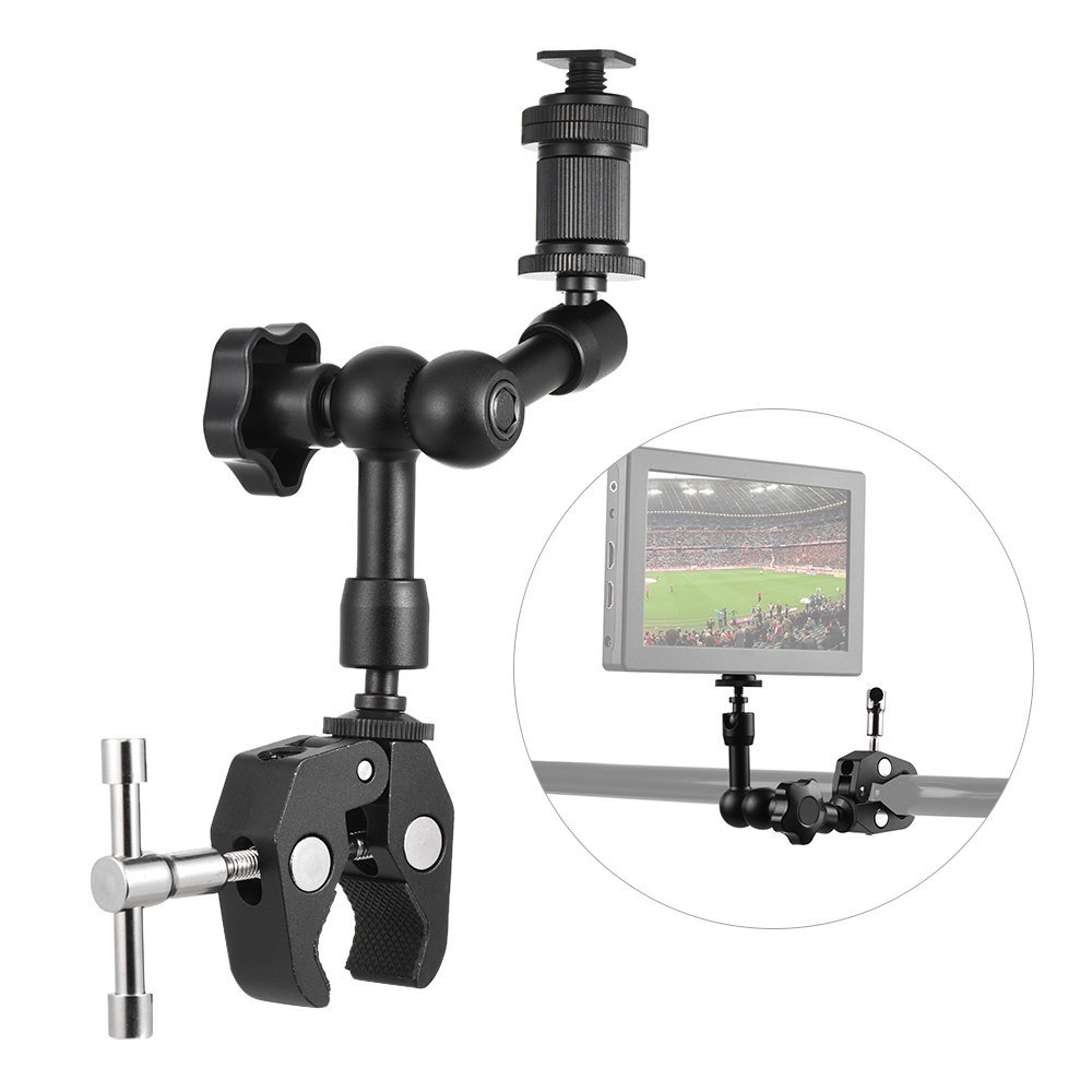 Andoer 7inch Friction Arm Super Clamp Mount Adjustable Articulating Arm Plier Clip for Field Monitor LED Light Flash Microphone