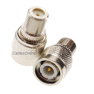 CablesOnline, 2-Pack F-Type Female Jack to TNC Male Plug RF Coaxial Adapters, RF-T112-2