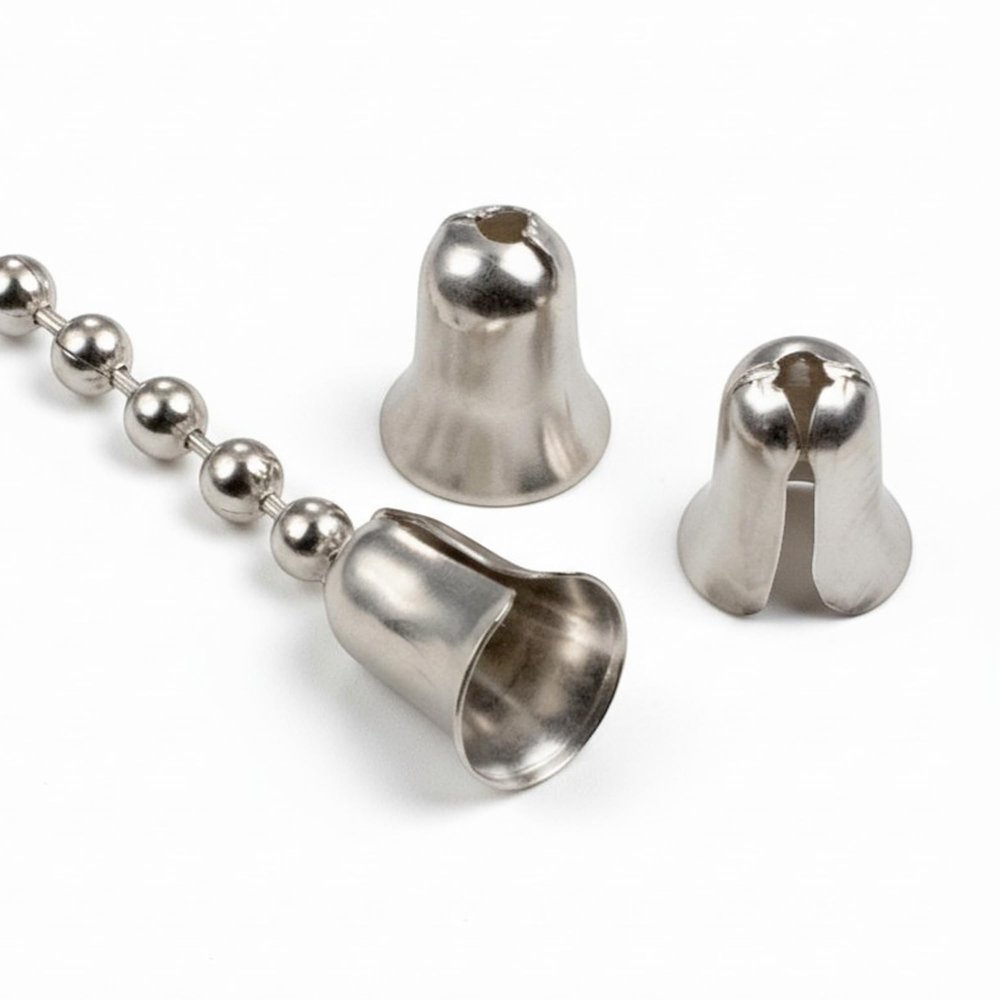 Silver Bell Connectors, Nickel Plated Brass, Ball Chain Ends, 20-Pack