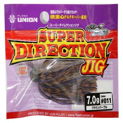 Flash Union Rubber Jig Super Direction Jig, 0.2 oz (7 g), Brown Purple #011 Lure