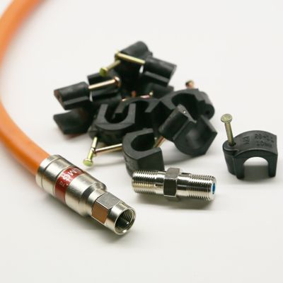 10ft TRI-SHIELD 14AWG 75 Ohm DIRECT BURIAL UNDERGROUND RG-11 COAXIAL CABLE WEATHER SEAL BRASS FITTINGS BARREL AND 10 NAIL CLIPS INCLUDED UL ETL CUSTOM CUT AND ASSEMBLED IN USA by PHAT SATELLITE INTL