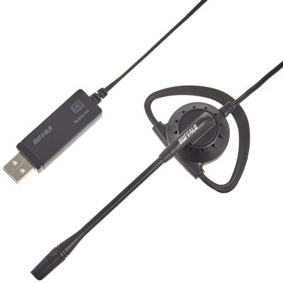 BUFFALO Single Ear Earhook Headset USB Connection