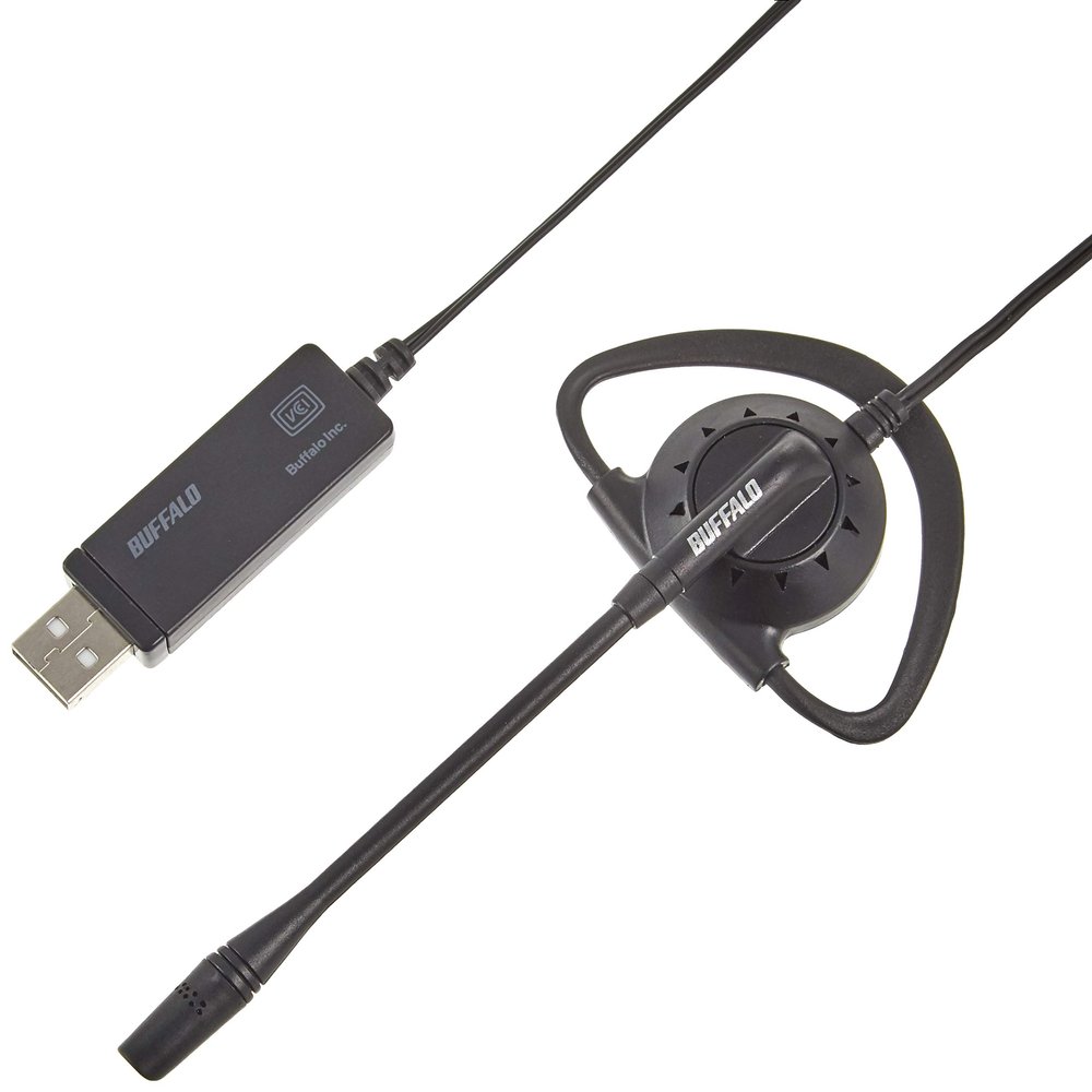 BUFFALO Single Ear Earhook Headset USB Connection