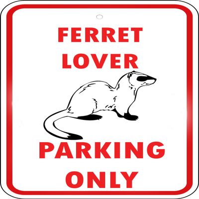 Ferret Parking Only Label Decal Sticker Sticks to Any Surface 9x12 in