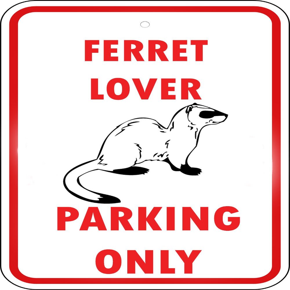 Ferret Parking Only Label Decal Sticker Sticks to Any Surface 9x12 in