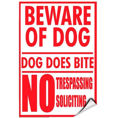 Beware of Dog Dog Does Bite No Trespassing Soliciting Label Decal Sticker Sticks to Any Surface