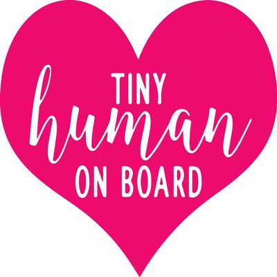 Angdest Tiny Human On Board (Pink) (Set of 2) Premium Waterproof Vinyl Decal Stickers for Laptop Phone Accessory Helmet Car Window Bumper Mug Tuber Cup Door Wall Decoration