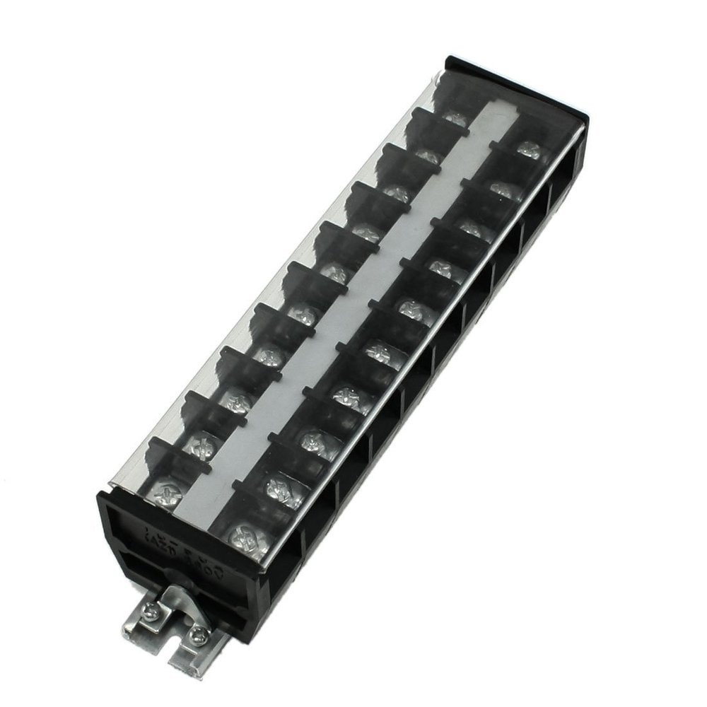Aexit 660V 60A Audio & Video Accessories 10 Positions Rail Mount Covered Screw Terminal Connectors & Adapters Block TD-6010