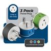 OREI India, Nepal, Maldives Power Plug Adapter with 2 USA Inputs - Travel 3 Pack - Type D (US-10) Safe Grounded Use with Cell Phones, Laptop, Camera Chargers, CPAP, and More view 2