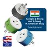 OREI India, Nepal, Maldives Power Plug Adapter with 2 USA Inputs - Travel 3 Pack - Type D (US-10) Safe Grounded Use with Cell Phones, Laptop, Camera Chargers, CPAP, and More view 4