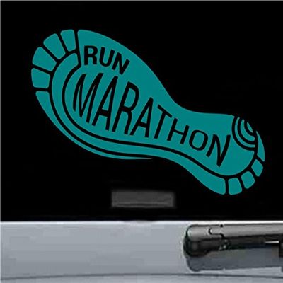 JS Artworks Run Marathon Vinyl Decal Sticker 5K 10K Running Shoes 13.1 26.2 (Teal)