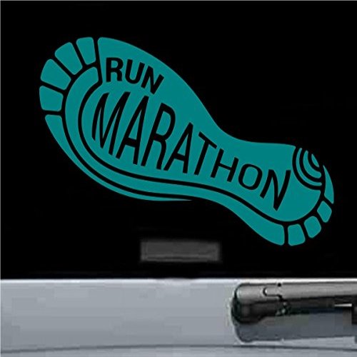 JS Artworks Run Marathon Vinyl Decal Sticker 5K 10K Running Shoes 13.1 26.2 (Teal)