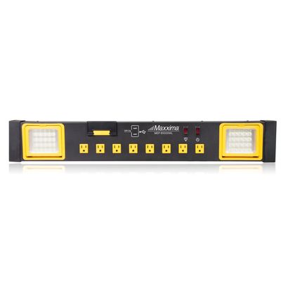 Maxxima 8 Outlet Workshop Heavy Duty Power Station with 2 Port USB and LED Worklight, 1000 Lumens 6000K