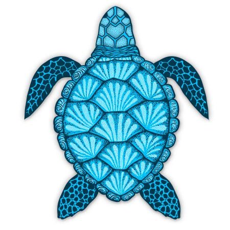 Blue Sea Turtle - 12" Vinyl Sticker Waterproof Decal