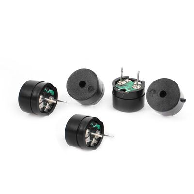 Aexit 5pcs DC Security & Surveillance 5V 15mA 2 Terminal Cylinder Industrial Electronic Electromagnetic Continuous Sound Passive Buzzer Horns & Sirens Black 12x8mm