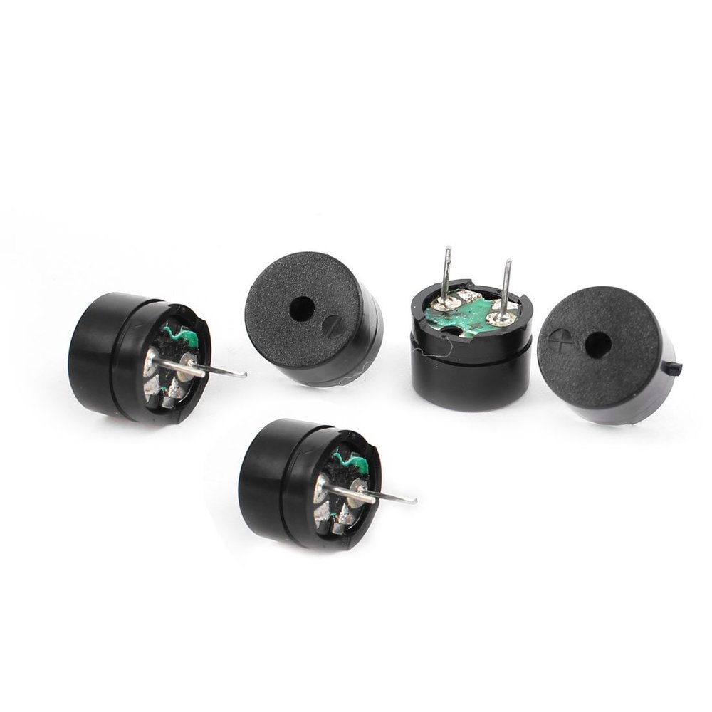 Aexit 5pcs DC Security & Surveillance 5V 15mA 2 Terminal Cylinder Industrial Electronic Electromagnetic Continuous Sound Passive Buzzer Horns & Sirens Black 12x8mm