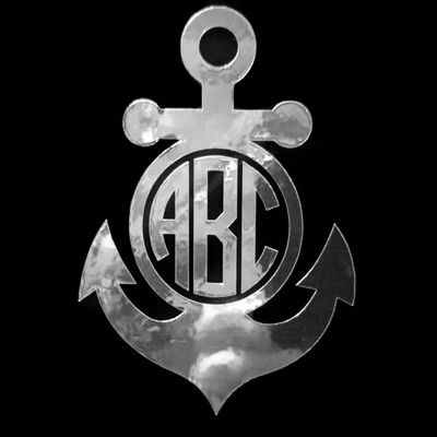 Eggleston Design Co Custom Metallic Circle Anchor Monogram Letter Initial Sticker Decal for Tumbler Cups, Laptops, Car Windows (fits Yeti and RTIC Cups) (6", Silver Chrome)