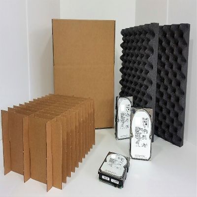 Tek Source Solutions Compatible with 3.5" Hard Disk Drive Slotted Shipping & Storage Box Container Kit - Protective Travel & Transport Case - Foam Shock HDD Protection Shell (Pack of 2 Box Kits)