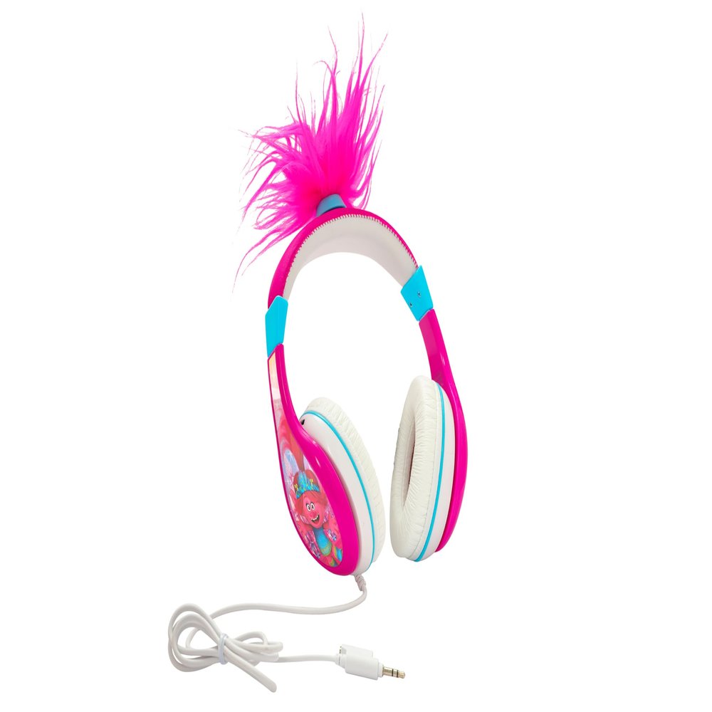 eKids Trolls Band Together Wired Headphones for Kids, School, Home or Travel - Tangle Free with Volume Control, 3.5mm Jack, Includes Headphone Splitter