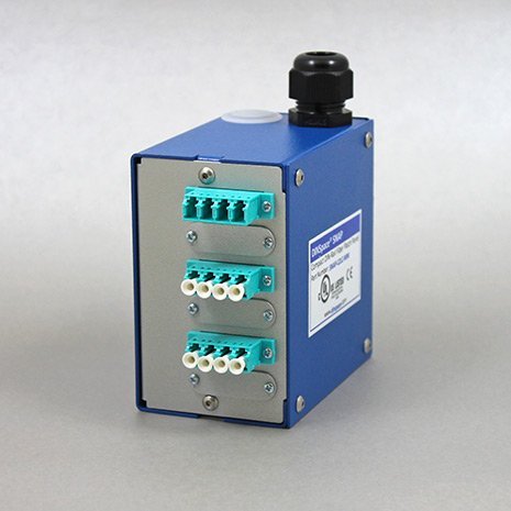 DINSpace SNAP-12LC-MM OM3/4 Compact Fiber Optic Patch Panel, Blue, Not Water Resistant, Includes 3ea. OM3/OM4 Multimode LC/LC Quad Adapters, Splice Tray, Steel Enclosure
