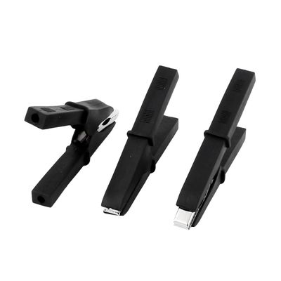 Aexit Insulated Plastic Electrical Testing Coated Battery Clamp Alligator Clip Voltage Testers 300A 3PCS