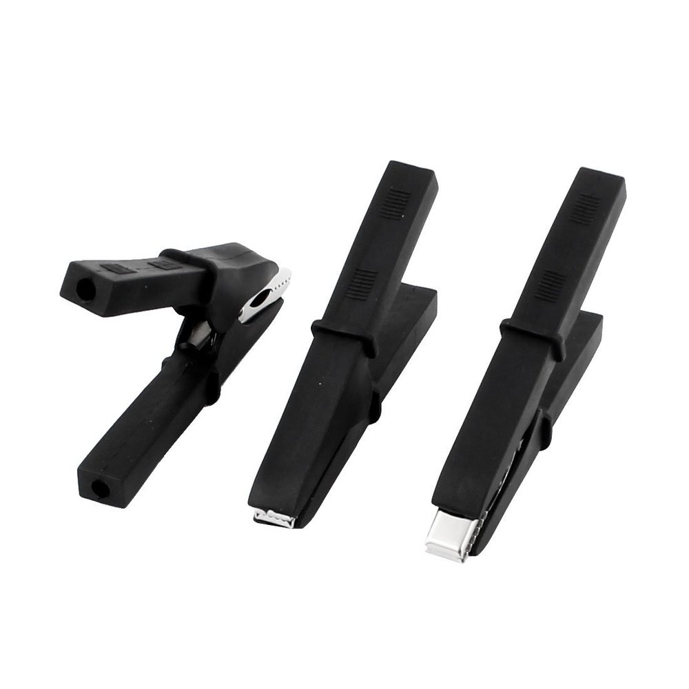 Aexit Insulated Plastic Electrical Testing Coated Battery Clamp Alligator Clip Voltage Testers 300A 3PCS