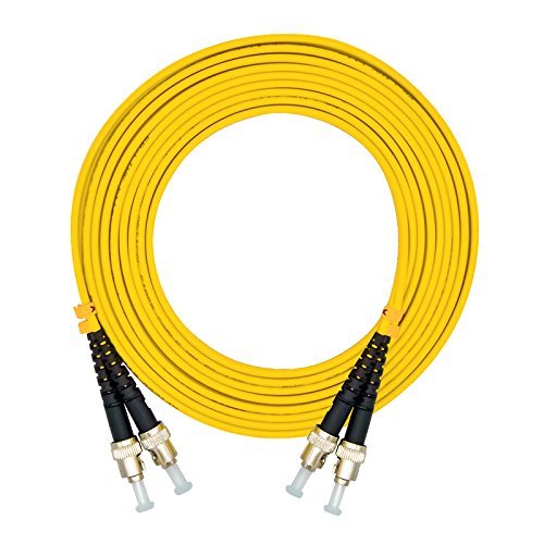 Jeirdus 15Meters 49ft ST to ST Duplex 9/125 Single-Mode Fiber Optic Cable Jumper Optical Patch Cord ST-ST