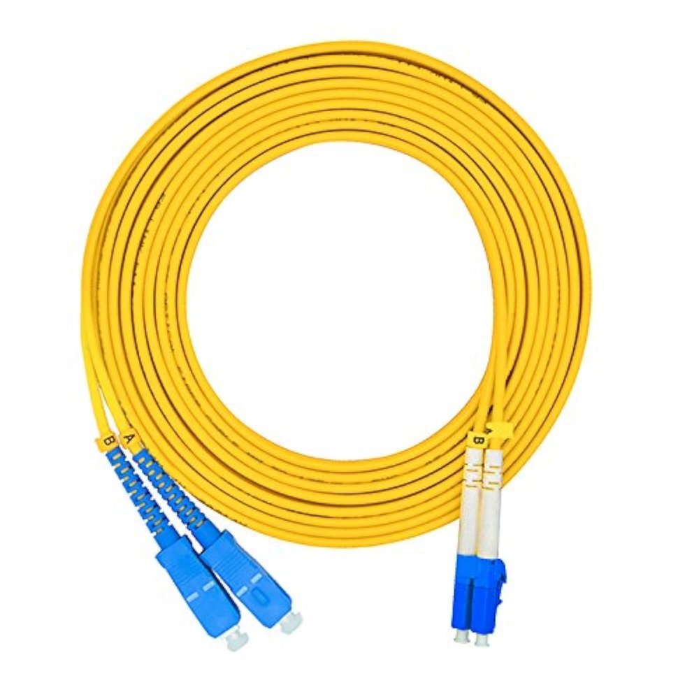 Jeirdus 15Meters 49ft LC to SC Duplex 9/125 Single-Mode Fiber Optic Cable Jumper Optical Patch Cord LC-SC