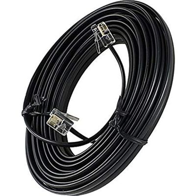 Bistras 50' Foot Black Telephone Extension Cord Cable Line Wire RJ-11
