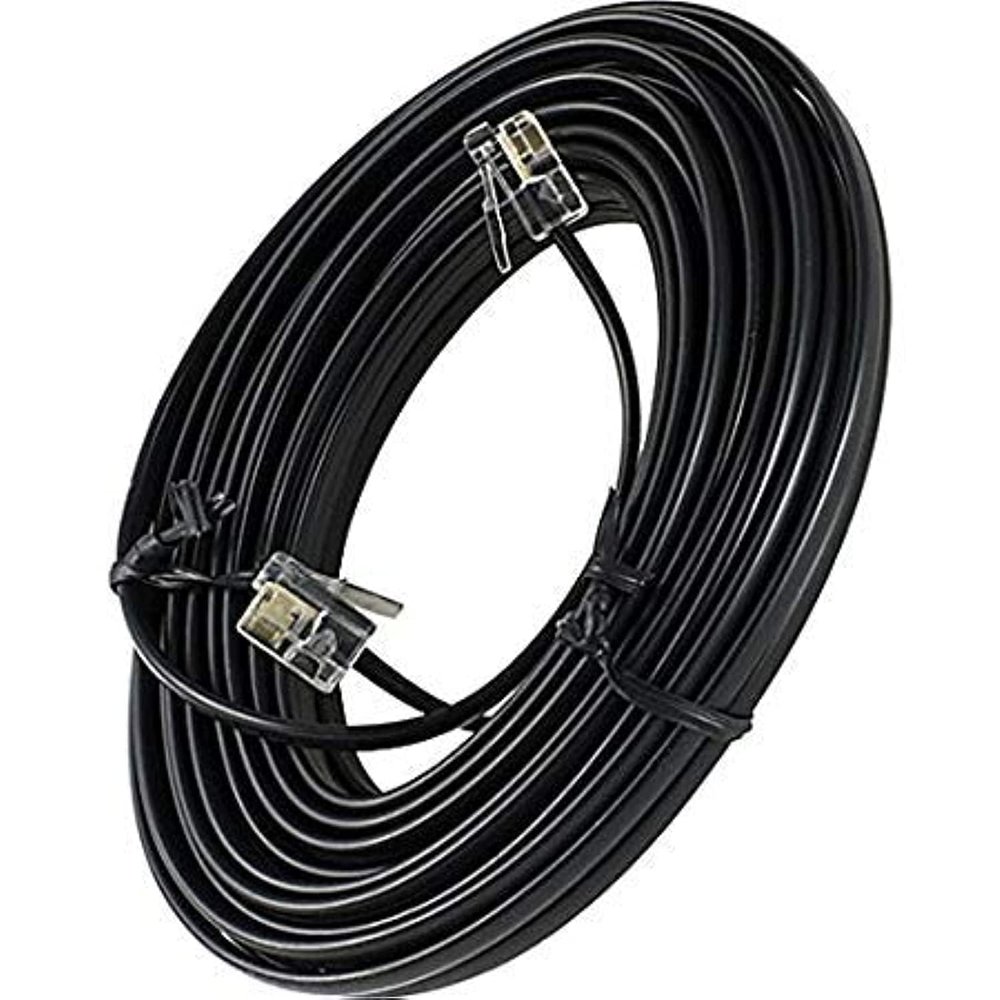 Bistras 50' Foot Black Telephone Extension Cord Cable Line Wire RJ-11