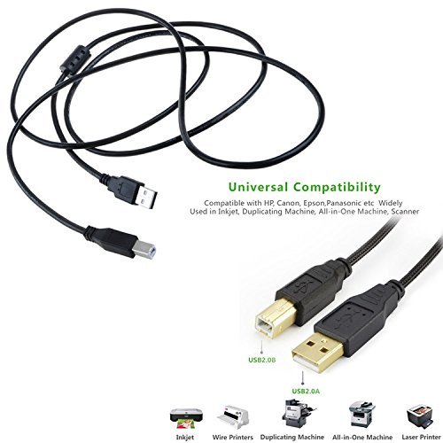Accessory USA 6ft USB Cable Cord for HP Envy 100 110 120 4500 5530 5640 5660 7640 Printer