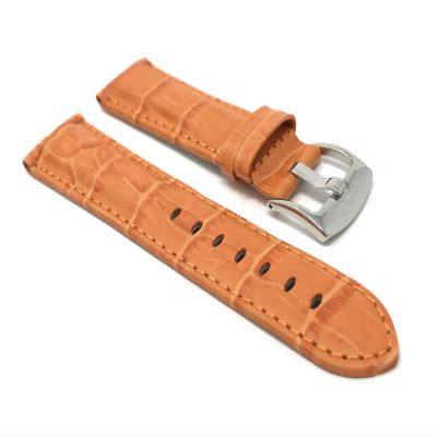 20mm Orange Alligator Style Smartwatch Band Strap fits Motorola 360 (42mm Case) & Many More, Leather, Stainless Steel Buckle