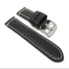 22mm Smartwatch Band Strap fits Motorola 360 (46mm Case), S3 Classic, Fossil Q & Many More, Leather, Black Stainless Steal Buckle view 1
