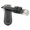 22mm Smartwatch Band Strap fits Motorola 360 (46mm Case), S3 Classic, Fossil Q & Many More, Leather, Black Stainless Steal Buckle view 2