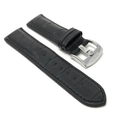 20mm Black Alligator Style Smartwatch Band Strap fits Motorola 360 (42mm Case) & Many More, Leather, Stainless Steel Buckle