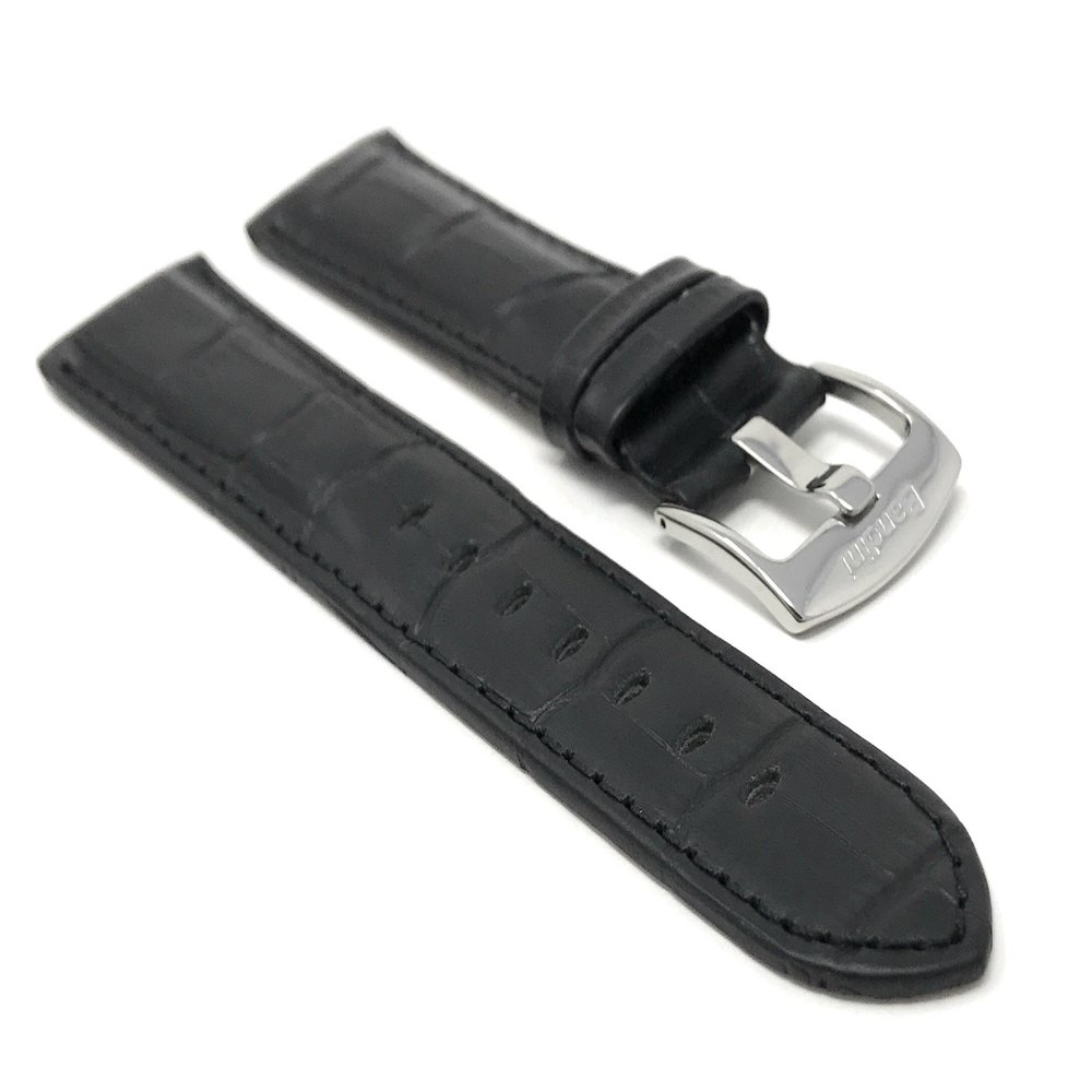20mm Black Alligator Style Smartwatch Band Strap fits Motorola 360 (42mm Case) & Many More, Leather, Stainless Steel Buckle