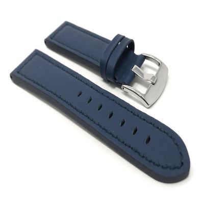 20mm Blue Smartwatch Band Strap fits Motorola 360 (42mm Case) & Many More, Leather, Racer with Stitching, Stainless Steel Buckle