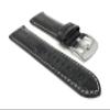 22mm Smartwatch Band Strap fits Motorola 360 (46mm Case), Samsung S3 Classic & Many More, Alligator Pattern, Leather, Black, White Stitch view 1
