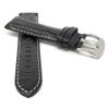 22mm Smartwatch Band Strap fits Motorola 360 (46mm Case), Samsung S3 Classic & Many More, Alligator Pattern, Leather, Black, White Stitch view 2