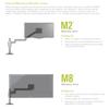 Humanscale M2 M/Flex Dual Monitor Arm Single Straight Link 12" High Post with Integrated Clamp Mount Aluminum White MF22W66C12 view 3