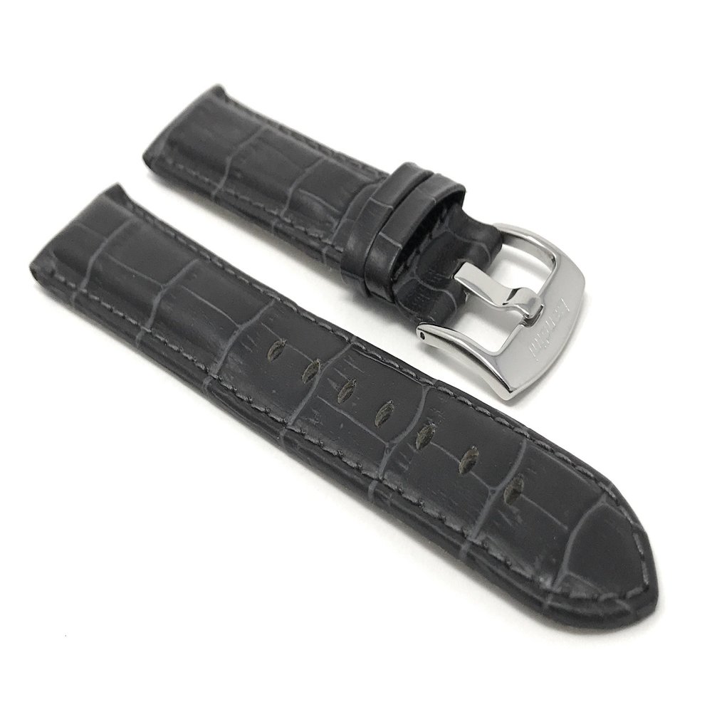 20mm Grey Alligator Style Smartwatch Band Strap fits Motorola 360 (42mm Case) & Many More, Leather, Stainless Steel Buckle