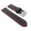 22mm Smartwatch Band Strap fits Motorola 360 (46mm Case), S3 Classic & Many More, Leather, Racer, Black with Red Stitching view 1