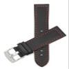 22mm Smartwatch Band Strap fits Motorola 360 (46mm Case), S3 Classic & Many More, Leather, Racer, Black with Red Stitching view 3